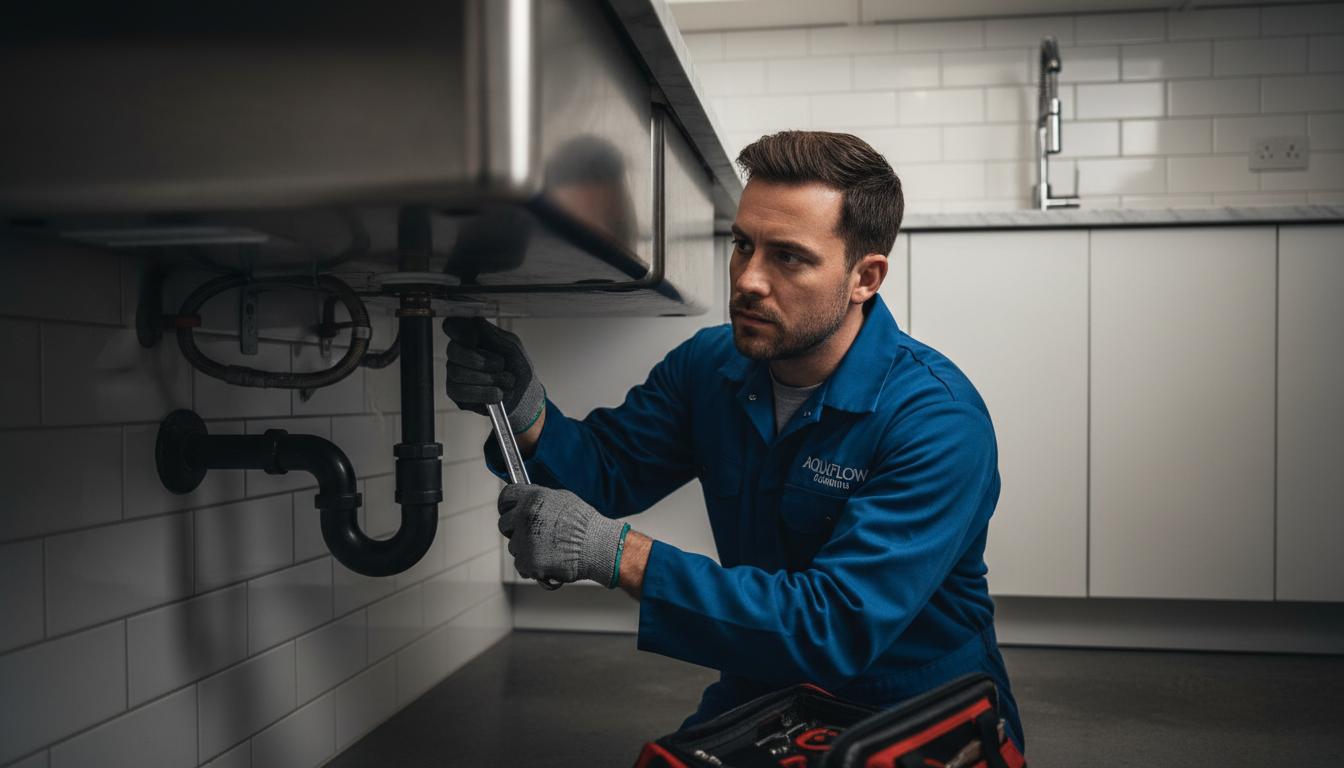 Professional plumber at work